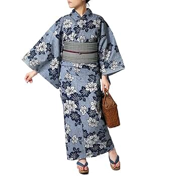 Amazon | [dear-japan] 夏着物 つやび×雅姫 藍捺染 綿麻 紺